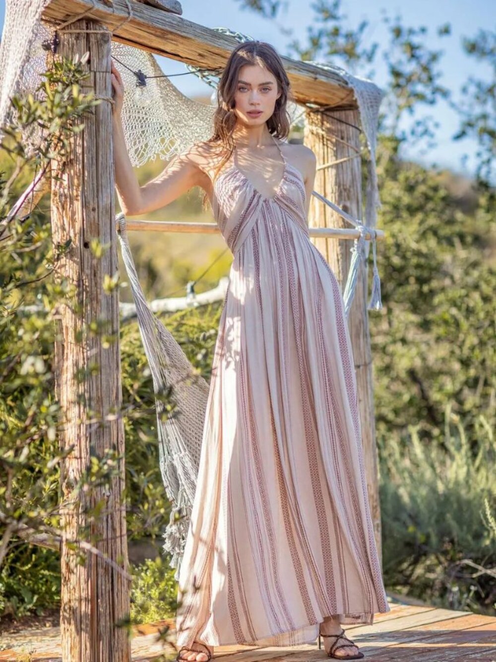 Malia Linen Blend Maxi Dress in Oatmeal